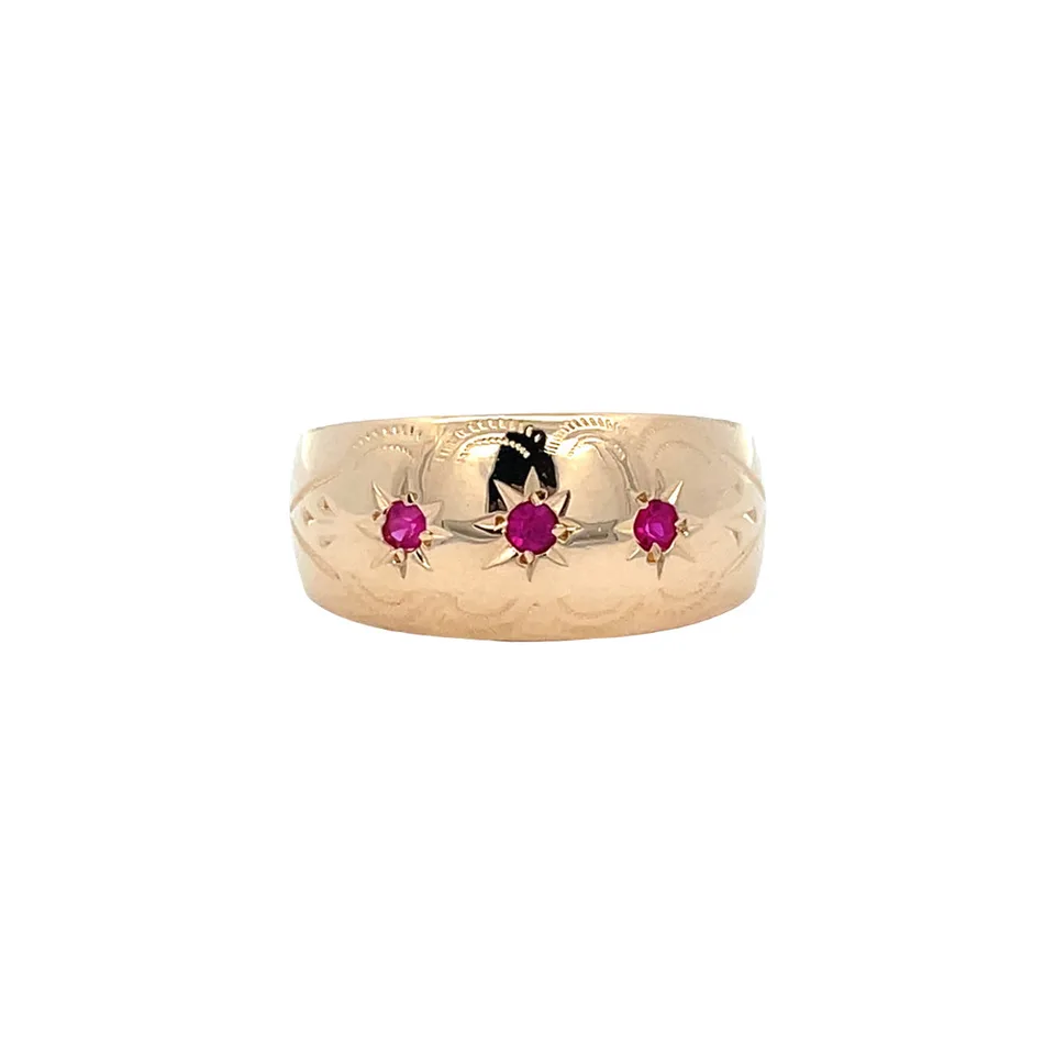 Vintage 18K Rose Gold Ring with Ruby