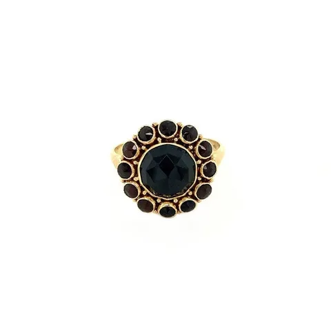 Vintage 14K Gold Cluster Ring with Garnet