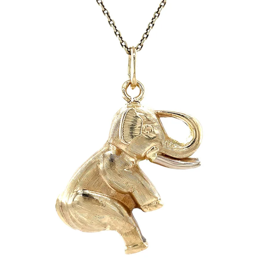 Vintage 14K Gold Elephant Pendant