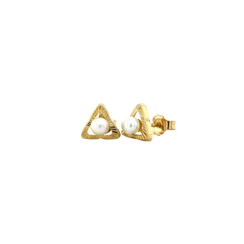 Vintage 8K Gold Stud Earrings with Pearl