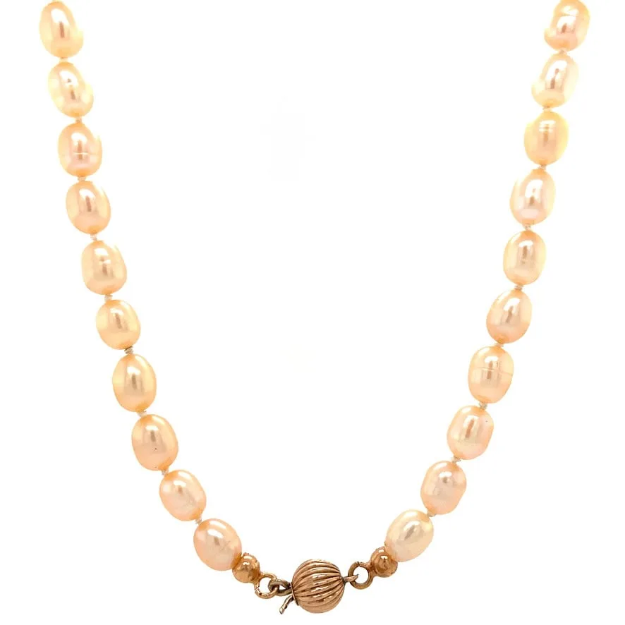 Vintage Pearl Necklace with 14K Rose Gold Clasp 48 cm