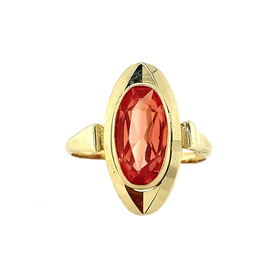 Vintage 14K Gold Ring with Orange Sapphire