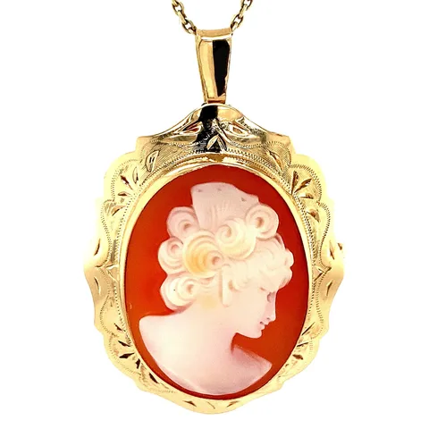 Vintage 14K Gold Pendant with Cameo
