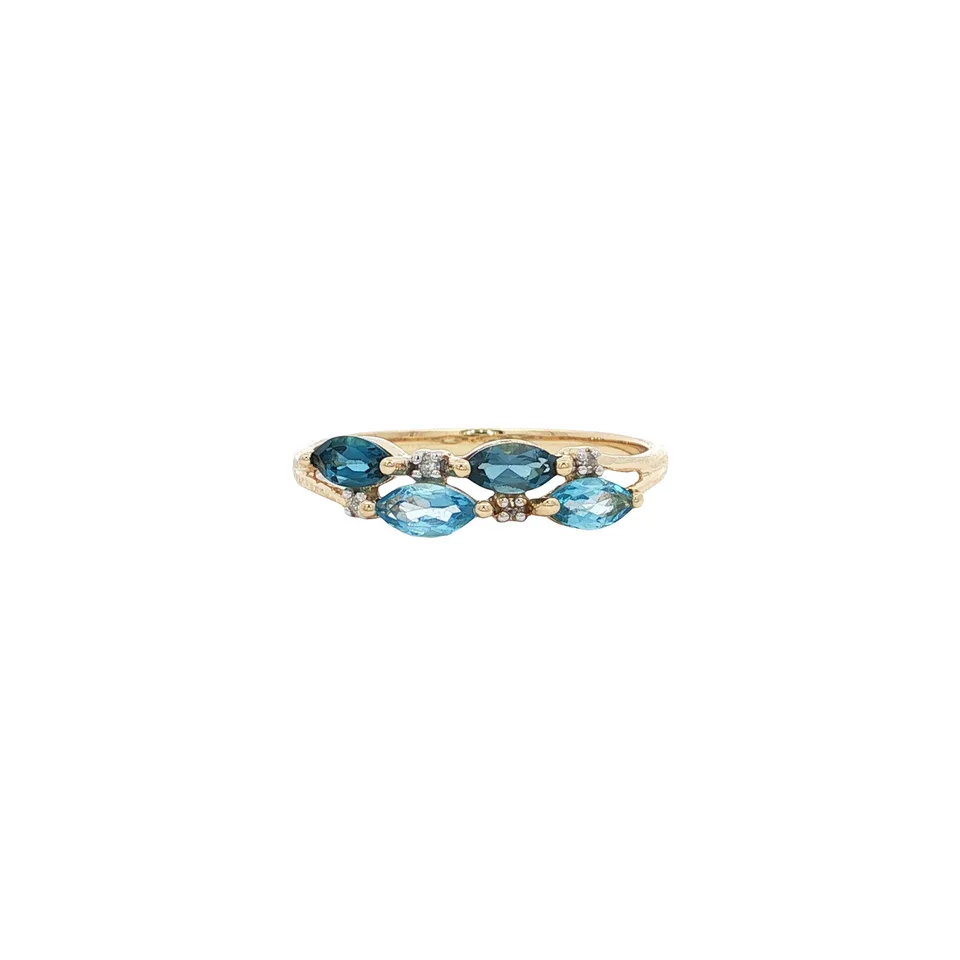 Vintage 9K Gold Ring with Topaz and Diamond
