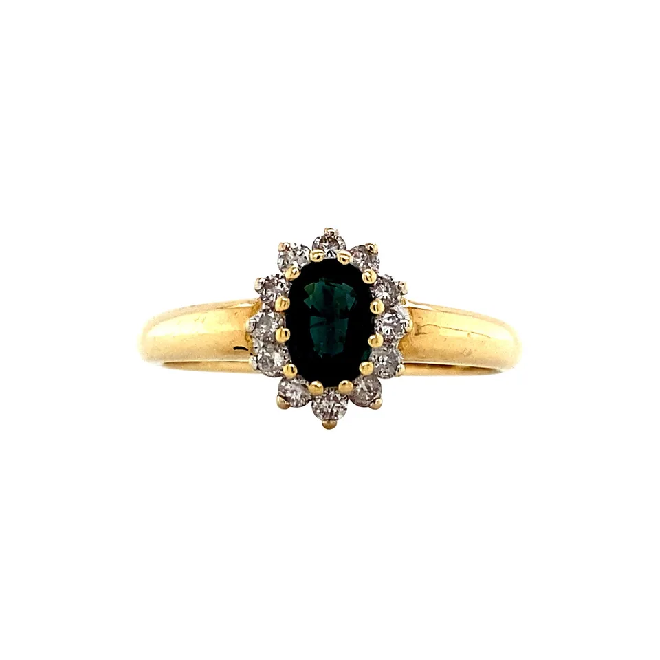 Vintage 18K Gold Ring with Sapphire and Diamond