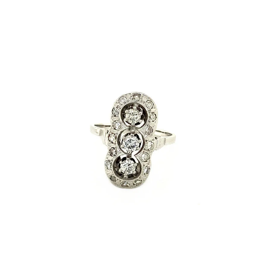 Vintage 14K White Gold Princess Ring with Diamond