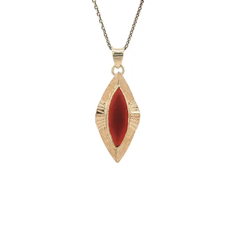 Vintage 14K Gold Pendant with Carnelian