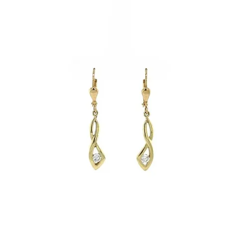 Vintage 14K Gold Drop Earrings with Cubic Zirconia