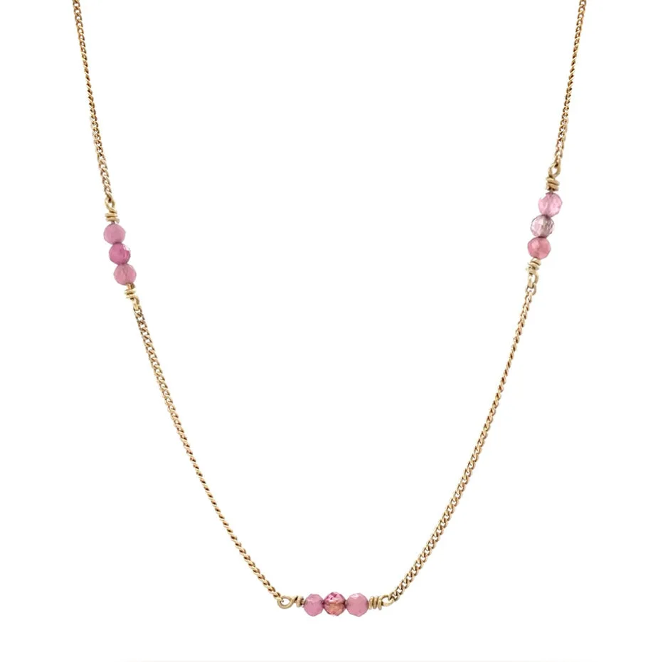 Vintage 14K Gold Curb Necklace with Rose Quartz