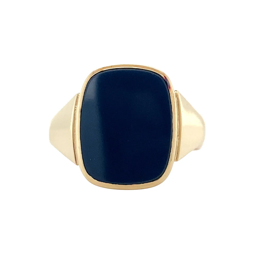 Vintage 14K Gold Ring with Blue Layered Stone