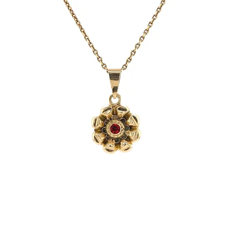 Vintage 14K Gold Pendant with Glass