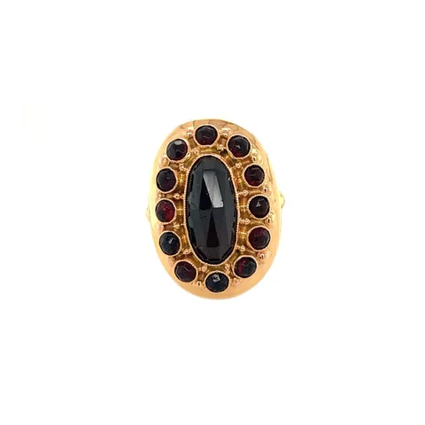 Vintage 14K Rose Gold Cluster Ring with Garnet