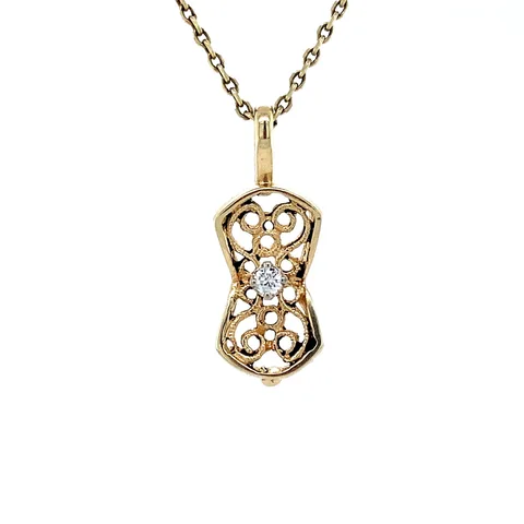 Vintage 14K Gold Pendant with Diamond