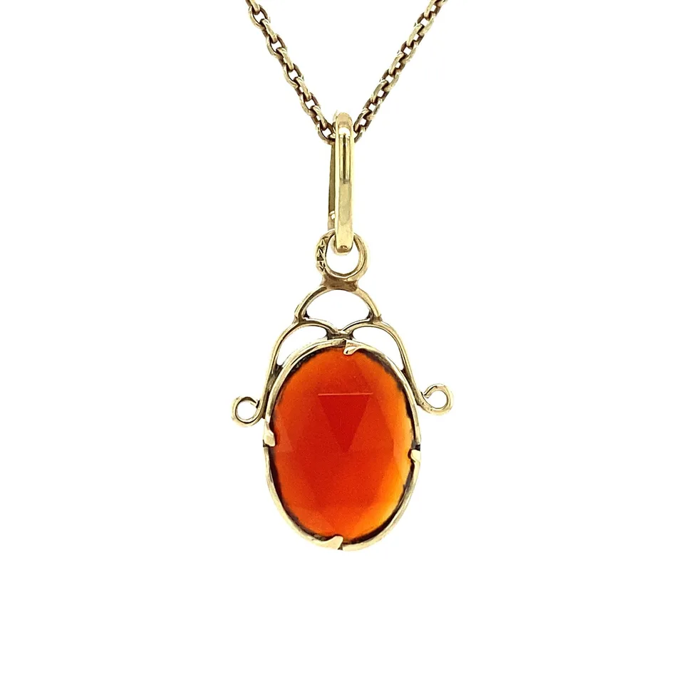 Vintage 14K Gold Pendant with Carnelian