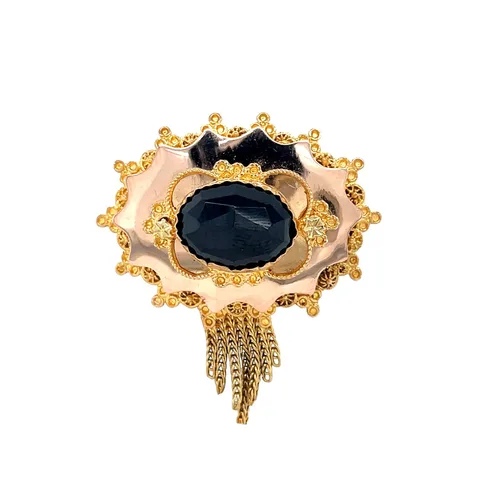 Vintage 14K Gold Brooch with Garnet