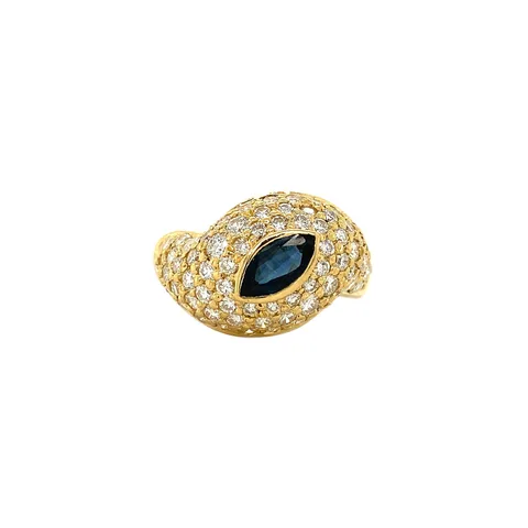 Vintage 18K Gold Ring with Sapphire and Diamond