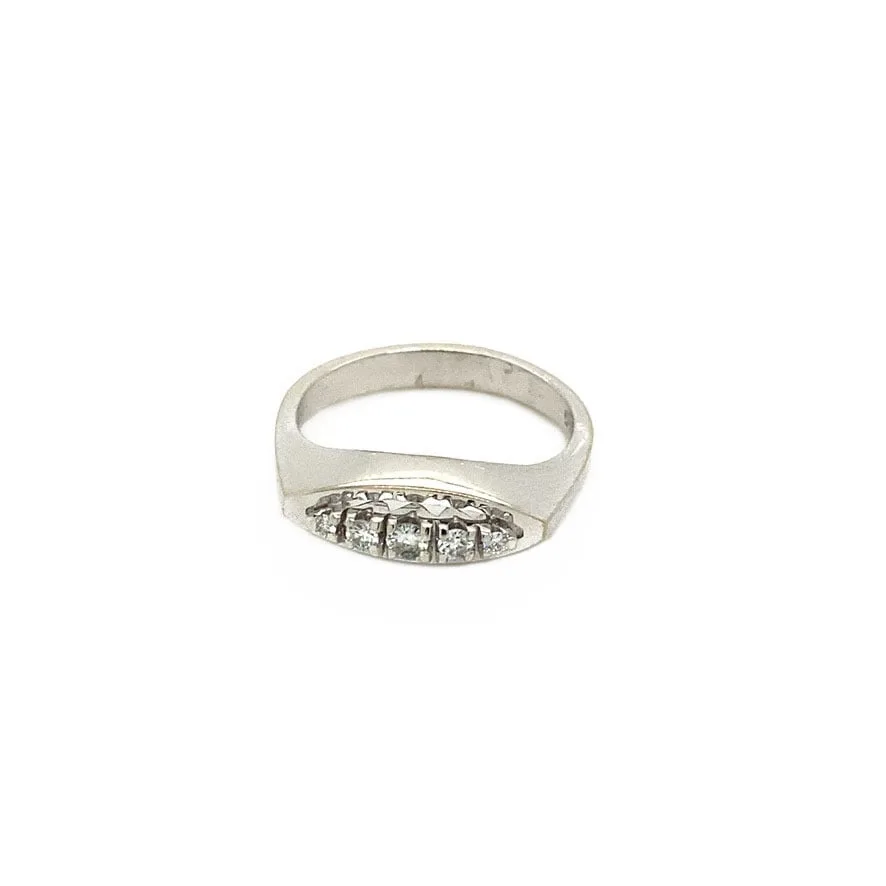 Vintage 14K White Gold Ring with Diamond