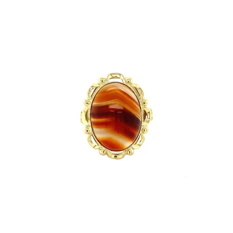 Vintage 14K Gold Ring with Banded Agate