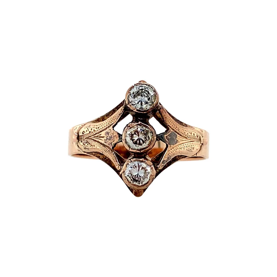 Vintage 14K Rose Gold Ring with Cubic Zirconia