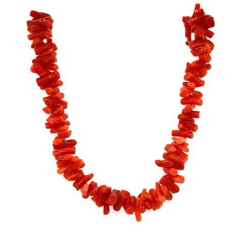 Vintage Red Coral Necklace with 14K Gold Ball Clasp