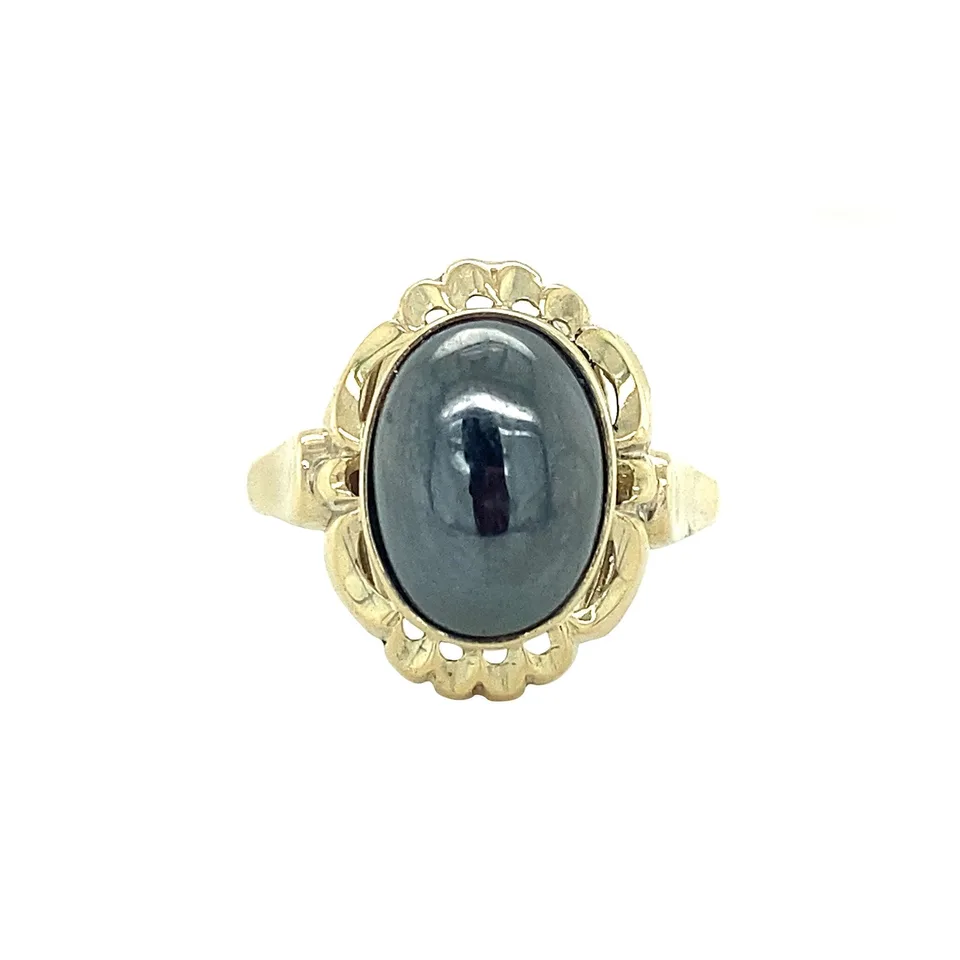 Vintage 14K Gold Ring with Hematite