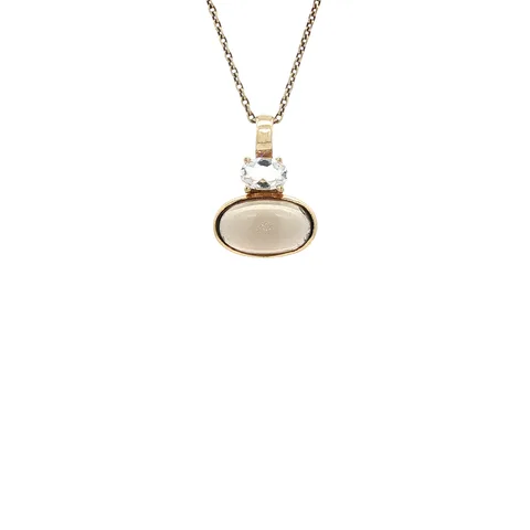 Vintage 14K Gold Pendant with Smoky Quartz and Topaz