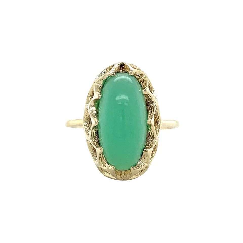 Vintage 14K Gold Ring with Chrysoprase