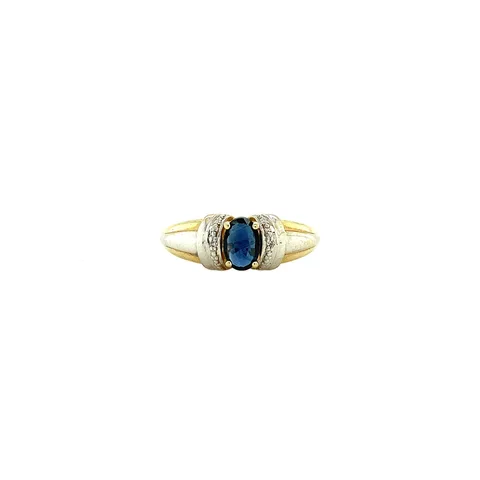Vintage 14K Gold Ring with Sapphire and Diamond