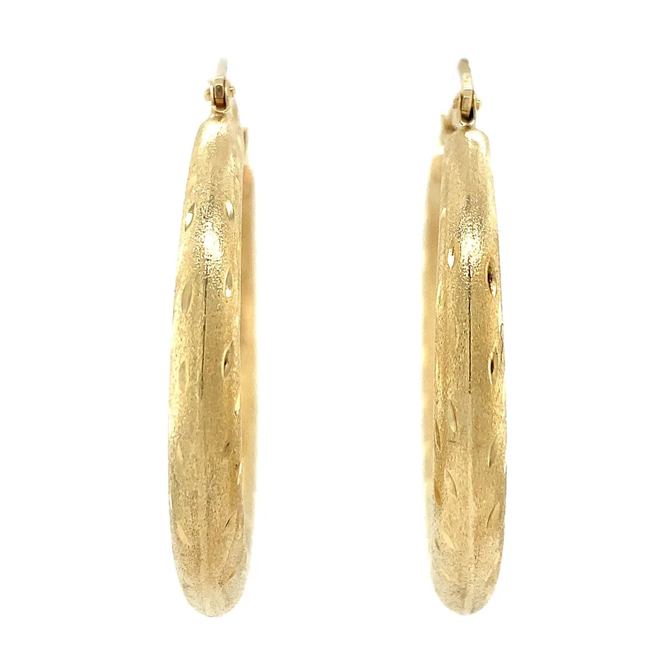 Vintage 14K Gold Hoop Earrings Fancy