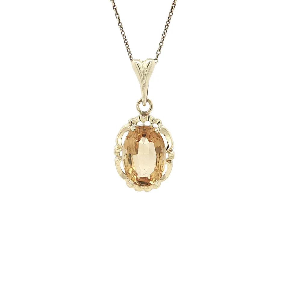 Vintage 14K Gold Pendant with Citrine