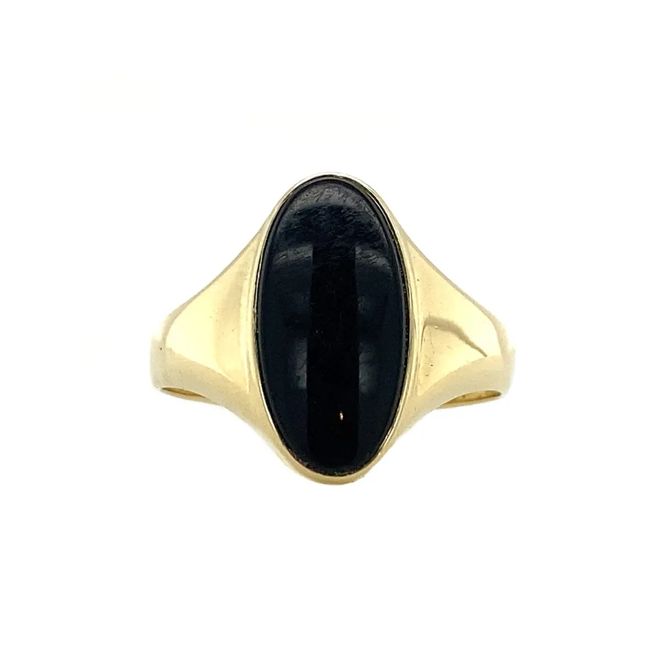 Vintage 14K Gold Signet Ring with Onyx