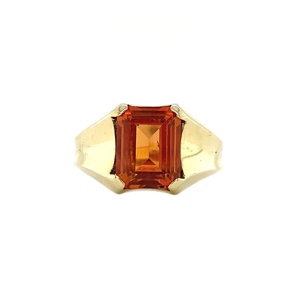 Vintage 14K Gold Pinky Ring with Orange Sapphire