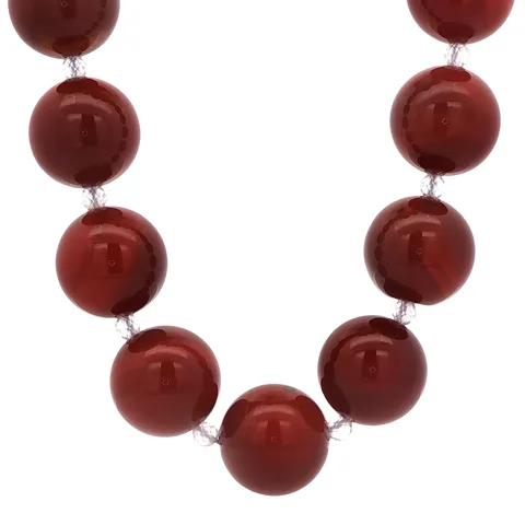Vintage Carnelian and Moonstone Necklace with 14K Gold Clasp