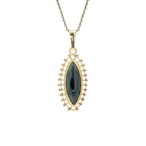 Vintage 14K Gold Pendant with Hematite