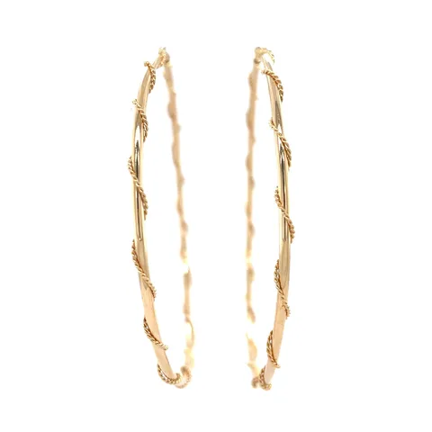 Vintage 18K Gold Fancy Hoop Earrings