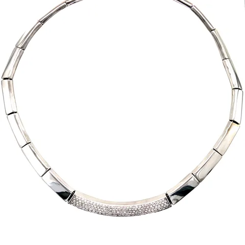Vintage 18K White Gold Choker with Diamond