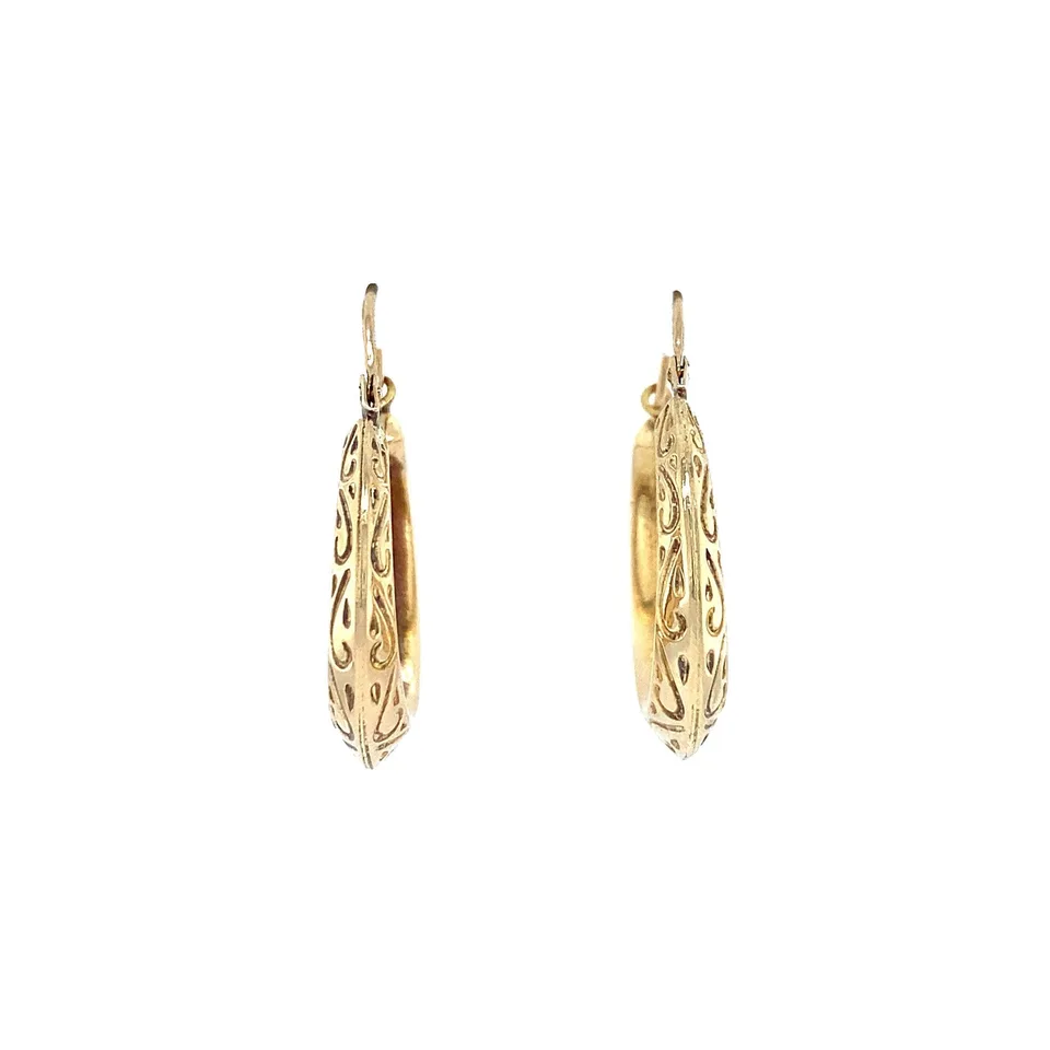 Vintage 14K Gold Hoop Earrings with Engraving