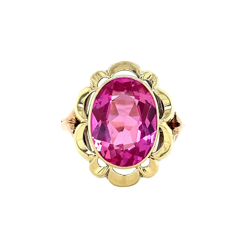 Vintage 14K Gold Ring with Pink Spinel