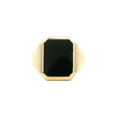 Vintage 14K Gold Signet Ring with Onyx and Colored Stone