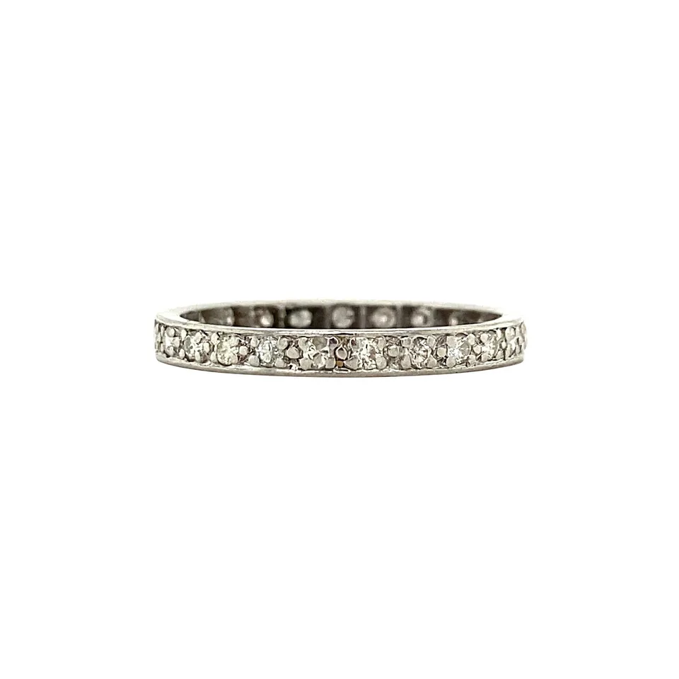 Vintage Platinum Alliance Ring with Diamond