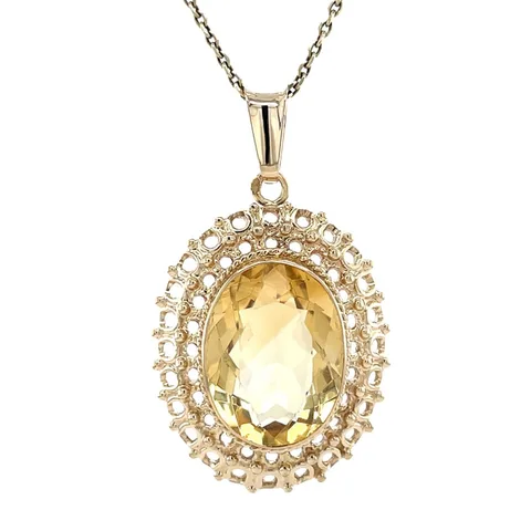 Vintage 14K Gold Pendant with Citrine