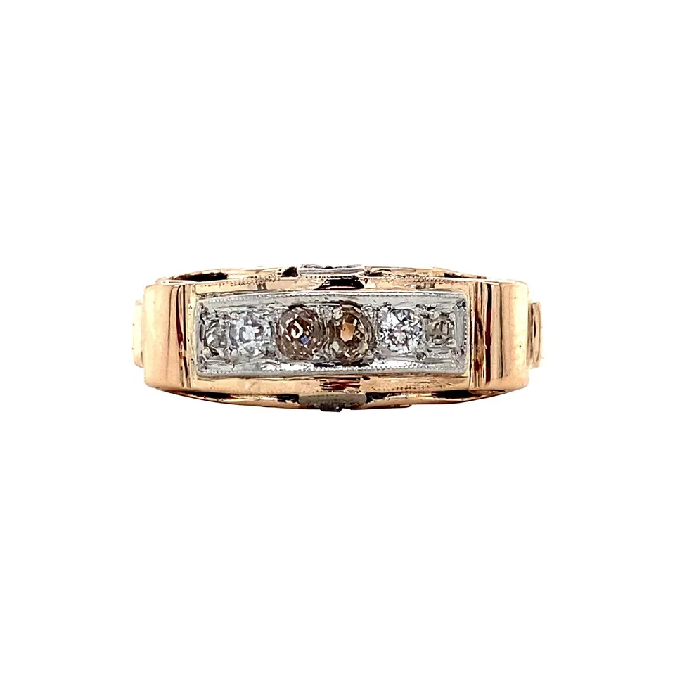 Vintage 9K Gold Half Eternity Ring with Diamond
