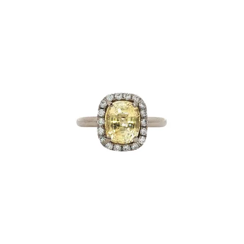 Vintage 18K White Gold Cluster Ring with Sapphire and Diamond
