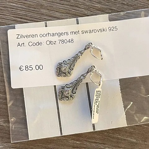 Vintage Sterling Silver Drop Earrings with Swarovski