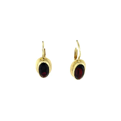 Vintage Gold Stud Earrings with Garnet