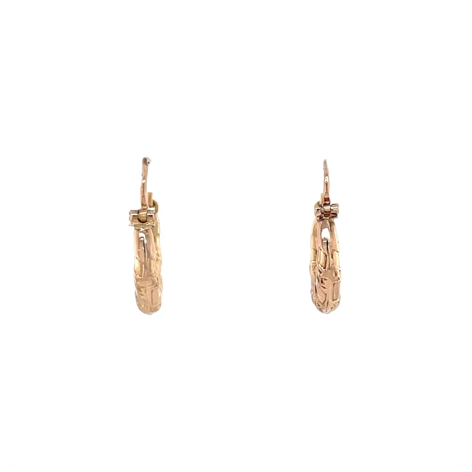 Vintage 14K Rose Gold Fancy Hoop Earrings