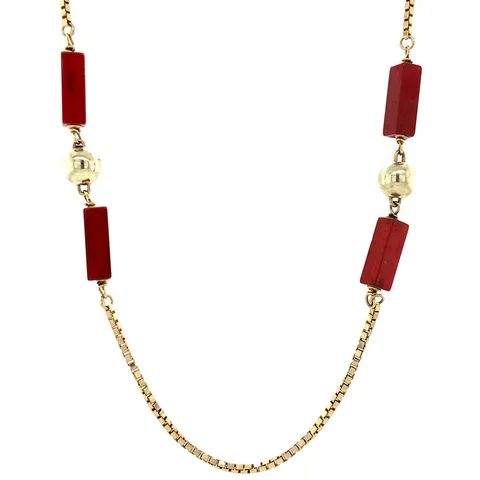 Vintage 14K Gold Bead Necklace with Carnelian
