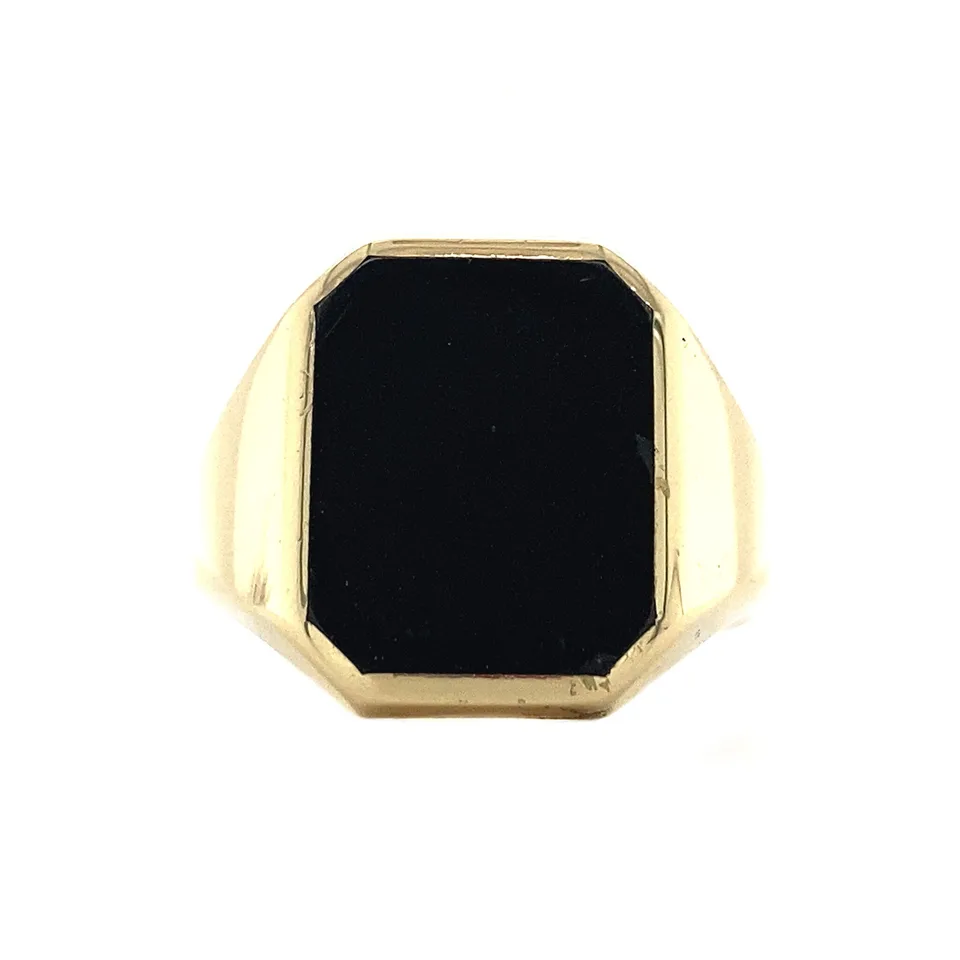 Vintage 14K Gold Signet Ring with Onyx