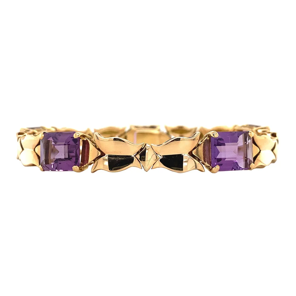 Vintage 14K Rose Gold Bracelet with Amethyst