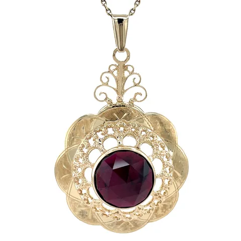 Vintage 14K Gold Pendant with Garnet